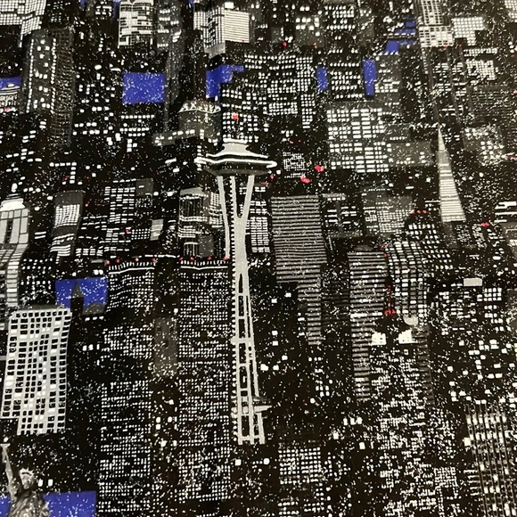 Vintage 1998 Sewing Fabric Rare Glitter and Black Famous Buildings 6 yards - Picture 3 of 10